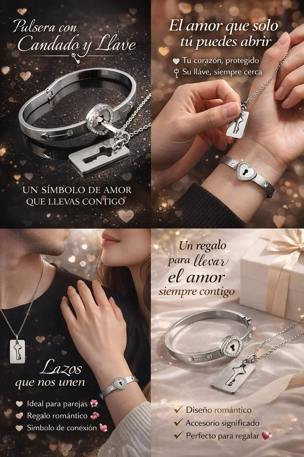 SET CANDADO & LLAVE DE AMOR ETERNO💖 + ENVÍO GRATIS 🎁