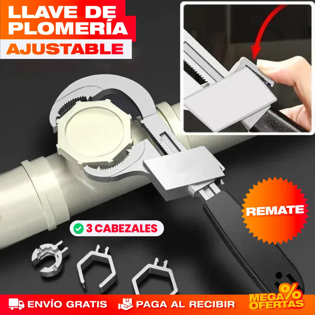 LLAVE DE PLOMERÍA AJUSTABLE + ENVÍO GRATIS 🎁